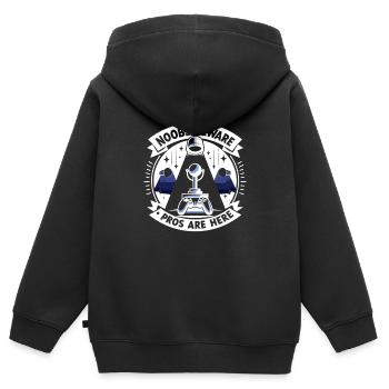 Noobs, méfiez-vous, les pros sont là - Sweat Premium à capuche zippé enfant bio - noir - Dos - AI Model Kid Male (0cm)