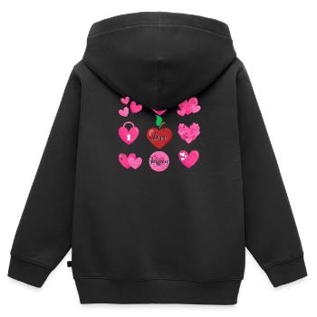 Enseigner l’amour Inspirer l’amour de la Saint-Valentin Enseigner l’amant - Sweat Premium à capuche zippé enfant bio - noir - Dos - AI Model Kid Male (0cm)
