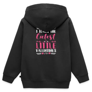 J’enseigne la plus douce des petites Saint-Valentin - Sweat Premium à capuche zippé enfant bio - noir - Dos - AI Model Kid Male (0cm)