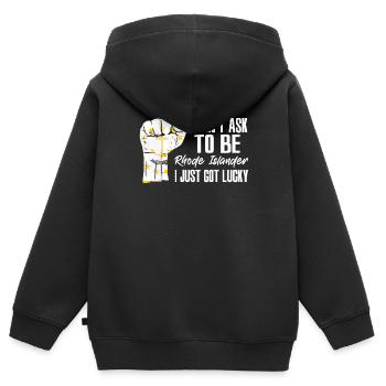 Rhode Islander Américain Patriote américain Patriote américain - Sweat Premium à capuche zippé enfant bio - noir - Dos - AI Model Kid Male (0cm)