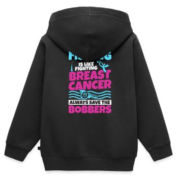 Artikel zur Sensibilisierung für Brustkrebs - Kinder Premium Organic Zip Hoodie - Schwarz - Hinten - AI Model Kid Male (0cm)