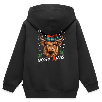 Schottische Highland Kuh feiert Weihnachten Muh - Kinder Premium Organic Zip Hoodie - Schwarz - Hinten - AI Model Kid Male (0cm)