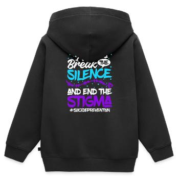 Mois de la prévention du suicide 988 Soutien à l' - Sweat Premium à capuche zippé enfant bio - noir - Dos - AI Model Kid Male (0cm)