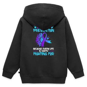 Woche zur Unterstützung der psychischen - Kinder Premium Organic Zip Hoodie - Schwarz - Hinten - AI Model Kid Male (0cm)