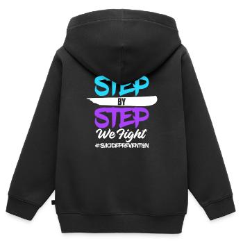 988 Semaine du Mois de la prévention du suicide - Sweat Premium à capuche zippé enfant bio - noir - Dos - AI Model Kid Male (0cm)