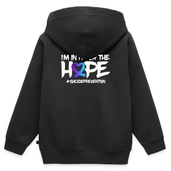 Mental Health Support Product Suicide Prevention - Kids Premium Organic Zip-up Hoodie - black - Back - AI Model Kid Male (0cm)