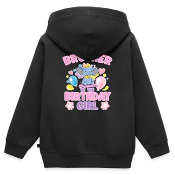 Brother Of the Birthday Girl Elephant Family Party - Kids Premium Organic Zip-up Hoodie - black - Back - AI Model Kid Male (0cm)