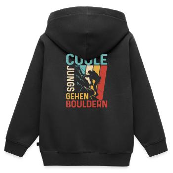 Coole Jungs Gehen Bouldern Klettern Boulder - Kinder Premium Organic Zip Hoodie - Schwarz - Hinten - AI Model Kid Male (0cm)