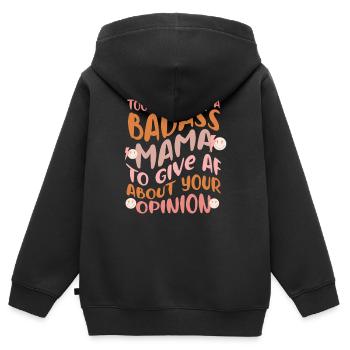 Badass Confiant Reine Sassy Mère Célibataire - Sweat Premium à capuche zippé enfant bio - noir - Dos - AI Model Kid Male (0cm)