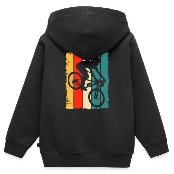 Vélo Enfants Chemise Cycliste Vintage Rétro - Sweat Premium à capuche zippé enfant bio - noir - Dos - AI Model Kid Male (0cm)