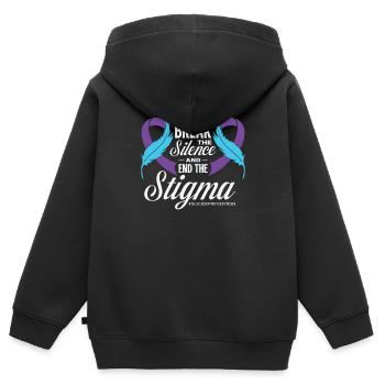 Mois de la prévention du suicide 988 Soutien à l' - Sweat Premium à capuche zippé enfant bio - noir - Dos - AI Model Kid Male (0cm)