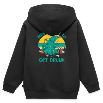Dabbing Noël Offensif Noël Rude - Sweat Premium à capuche zippé enfant bio - noir - Dos - AI Model Kid Male (0cm)