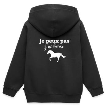 je peux pas j ai horse - Sweat Premium à capuche zippé enfant bio - noir - Dos - AI Model Kid Male (0cm)