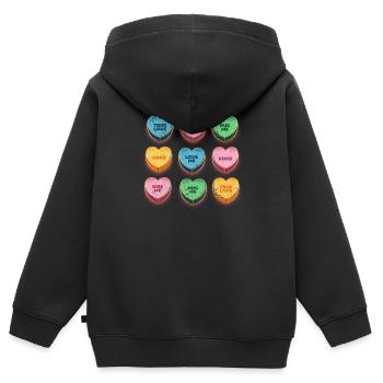 Happy Valentines Day Candy Conversation Hearts - Kids Premium Organic Zip-up Hoodie - black - Back - AI Model Kid Male (0cm)