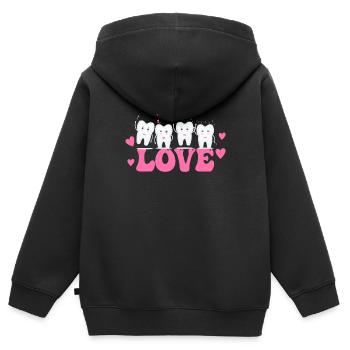 Tg Love Teeth Tooth Zahnarzt Valentines Day - Kinder Premium Organic Zip Hoodie - Schwarz - Hinten - AI Model Kid Male (0cm)