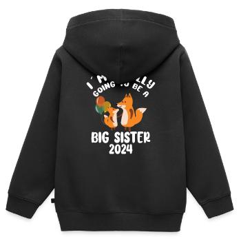 Enfin Va Être Une Grande Sœur Foxes - Sweat Premium à capuche zippé enfant bio - noir - Dos - AI Model Kid Male (0cm)