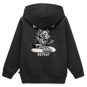SMARTPHONE SCROLL SHOP REPEAT - Sweat Premium à capuche zippé enfant bio - noir - Dos - AI Model Kid Male (0cm)