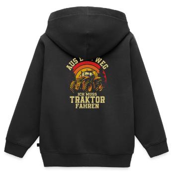 Aus dem Weg ich muss Traktor fahren Trecker - Kinder Premium Organic Zip Hoodie - Schwarz - Hinten - AI Model Kid Male (0cm)