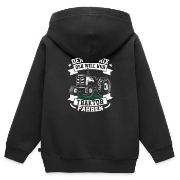 Der tut nix der will nur Traktor fahren Trecker Ba - Kinder Premium Organic Zip Hoodie - Schwarz - Hinten - AI Model Kid Male (0cm)