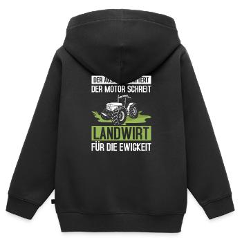 Landwirt für die Ewigkeit Trecker Traktor - Kinder Premium Organic Zip Hoodie - Schwarz - Hinten - AI Model Kid Male (0cm)