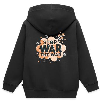 STOP THE WAR - Kids Premium Organic Zip-up Hoodie - black - Back - AI Model Kid Male (0cm)