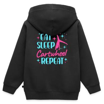 Manger Dormir Roue de charrette Répéter - Sweat Premium à capuche zippé enfant bio - noir - Dos - AI Model Kid Male (0cm)