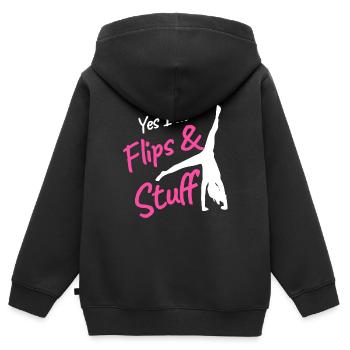 Yes I do flips & stuff - Kinder Premium Organic Zip Hoodie - Schwarz - Hinten - AI Model Kid Male (0cm)
