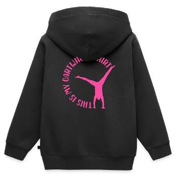 C’est mon motif de roue de charrette - Sweat Premium à capuche zippé enfant bio - noir - Dos - AI Model Kid Male (0cm)