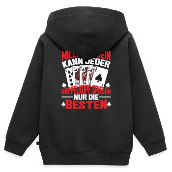 Doppelkopf Doppelkopfspieler Millionär - Kinder Premium Organic Zip Hoodie - Schwarz - Hinten - AI Model Kid Male (0cm)