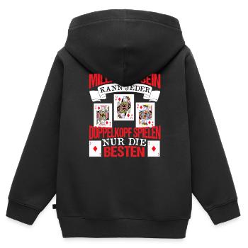 Doppelkopf Doppelkopfspieler Millionär - Kinder Premium Organic Zip Hoodie - Schwarz - Hinten - AI Model Kid Male (0cm)