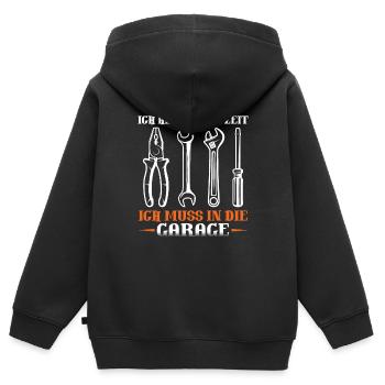 Ich habe keine zeit ich muss in die garage - Kinder Premium Organic Zip Hoodie - Schwarz - Hinten - AI Model Kid Male (0cm)