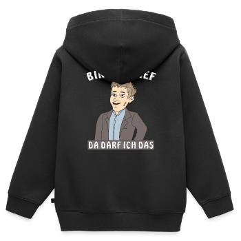 MANN BIN DER CHEF - Kinder Premium Organic Zip Hoodie - Schwarz - Hinten - AI Model Kid Male (0cm)