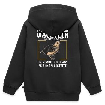 WACHTELN SIND EHER FÜR INTELLIGENTE - Kinder Premium Organic Zip Hoodie - Schwarz - Hinten - AI Model Kid Male (0cm)