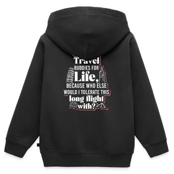 Compagnons de voyage - Sweat Premium à capuche zippé enfant bio - noir - Dos - AI Model Kid Male (0cm)