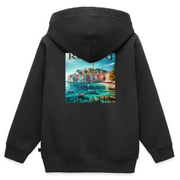 Rovinj Kroatien Adria Küste - Kinder Premium Organic Zip Hoodie - Schwarz - Hinten - AI Model Kid Male (0cm)