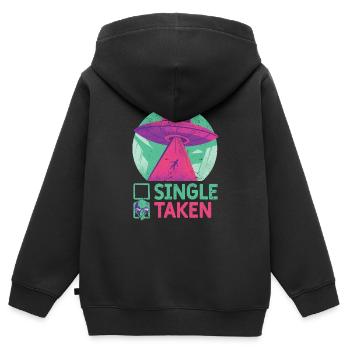 Single oder genommen Lustig Alien UFO Valentinstag - Kinder Premium Organic Zip Hoodie - Schwarz - Hinten - AI Model Kid Male (0cm)