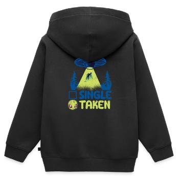 Single oder genommen Lustig Alien UFO Valentinstag - Kinder Premium Organic Zip Hoodie - Schwarz - Hinten - AI Model Kid Male (0cm)