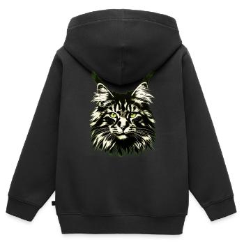 Visage de chat - Sweat Premium à capuche zippé enfant bio - noir - Dos - AI Model Kid Male (0cm)