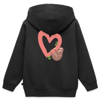 Faultier Valentinstag Faultier Faultier Valentin - Kinder Premium Organic Zip Hoodie - Schwarz - Hinten - AI Model Kid Male (0cm)