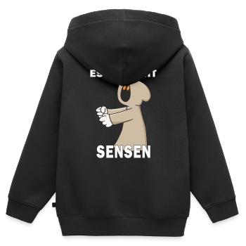 SENSENMANN ES BRAUCHT SENSEN - Kinder Premium Organic Zip Hoodie - Schwarz - Hinten - AI Model Kid Male (0cm)