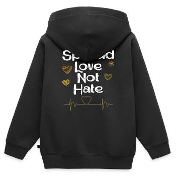 Spread Love Not Hate - Kids Premium Organic Zip-up Hoodie - black - Back - AI Model Kid Male (0cm)