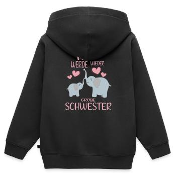 Bald Wieder Große Schwester Verkünden Elefanten - Kinder Premium Organic Zip Hoodie - Schwarz - Hinten - AI Model Kid Male (0cm)
