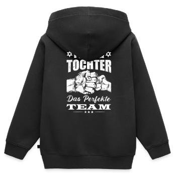 Papa und Tochter das perfekte Team Spruch - Kinder Premium Organic Zip Hoodie - Schwarz - Hinten - AI Model Kid Male (0cm)