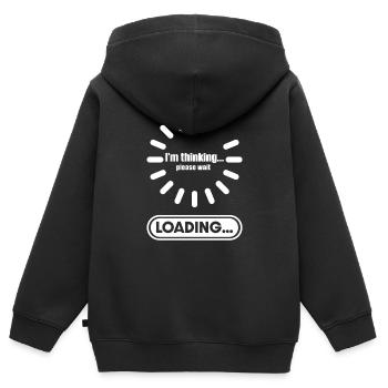 Je pense s’il vous plaît attendez son chargement je pense - Sweat Premium à capuche zippé enfant bio - noir - Dos - AI Model Kid Male (0cm)