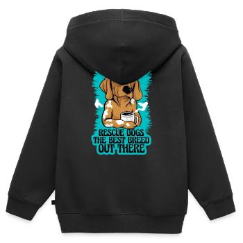 Adoption von Rettungshunden im Tierheim - Kinder Premium Organic Zip Hoodie - Schwarz - Hinten - AI Model Kid Male (0cm)