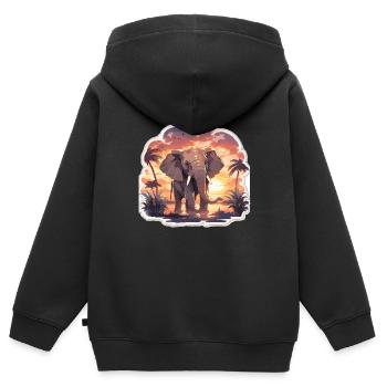 Elefant Elefanten Dickhäuter Tier Afrika Safari - Kinder Premium Organic Zip Hoodie - Schwarz - Hinten - AI Model Kid Male (0cm)