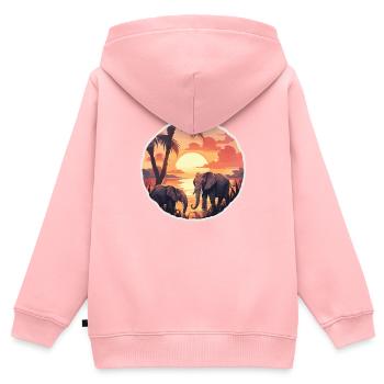 Elephant, Elephant, Pachyderm, Animal, Africa, Safari - Kids Premium Organic Zip-up Hoodie - rose - Back - AI Model Kid Female (0cm)