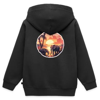 Elefant Elefanten Dickhäuter Tier Afrika Safari - Kinder Premium Organic Zip Hoodie - Schwarz - Hinten - AI Model Kid Male (0cm)