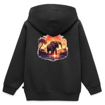 Elefant Elefanten Dickhäuter Tier Afrika Safari - Kinder Premium Organic Zip Hoodie - Schwarz - Hinten - AI Model Kid Male (0cm)