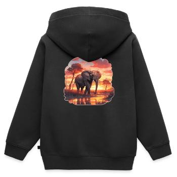 Elefant Elefanten Dickhäuter Tier Afrika Safari - Kinder Premium Organic Zip Hoodie - Schwarz - Hinten - AI Model Kid Male (0cm)